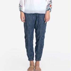 Johnny Was Pace Embroidered Denim Jogger/Cargo Pant Sz S Gently Loved